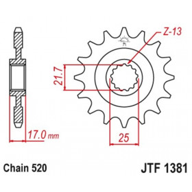 Pignon JT SPROCKETS acier anti-bruit 1381- 520