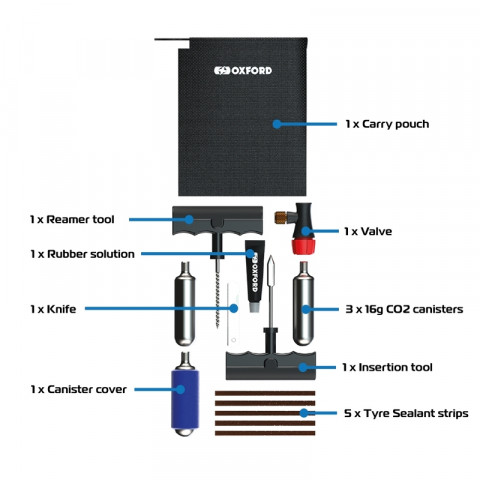 Kit de réparation de pneu OXFORD CO2 n°1
