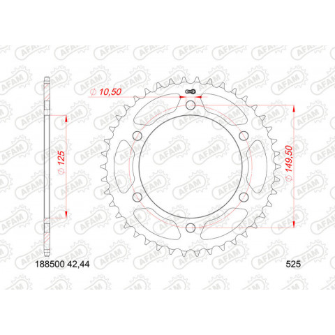 Kit chaîne AFAM 525XMR3 14/44 super-renforcé - couronne standard