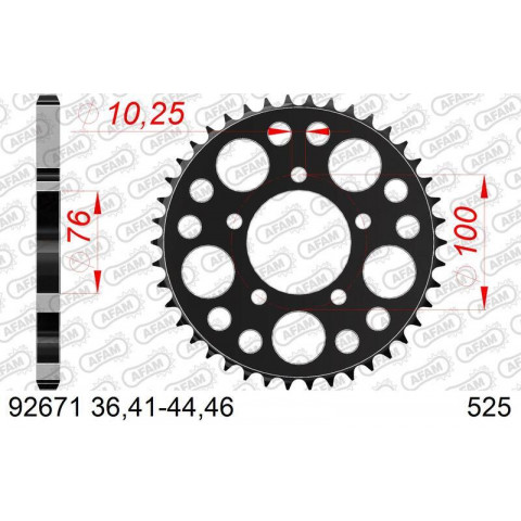 Kit chaîne AFAM 525XMR3 14/43 super-renforcé - couronne standard