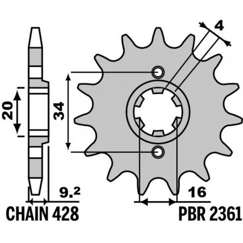 Pignon PBR acier standard 2361 - 428