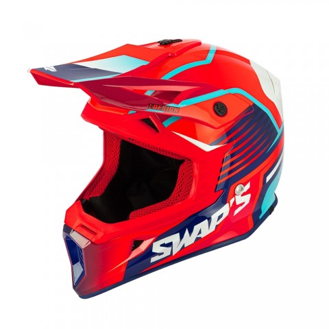 CASQUE CROSS S818  ROUGE/BLEU/BLANC