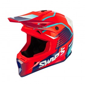 CASQUE CROSS S818  ROUGE/BLEU/BLANC