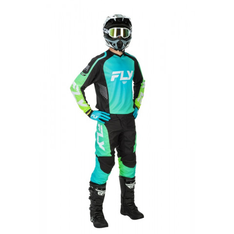 Gants enfant FLY RACING F-16 - Aqua/noir/blanc