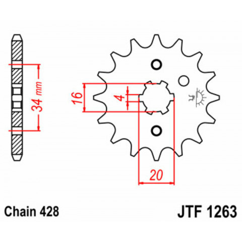 Kit chaîne JT/JT 428HDR 15/34 standard - couronne standard