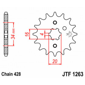 Kit chaîne JT/JT 428HDR 15/34 standard - couronne standard