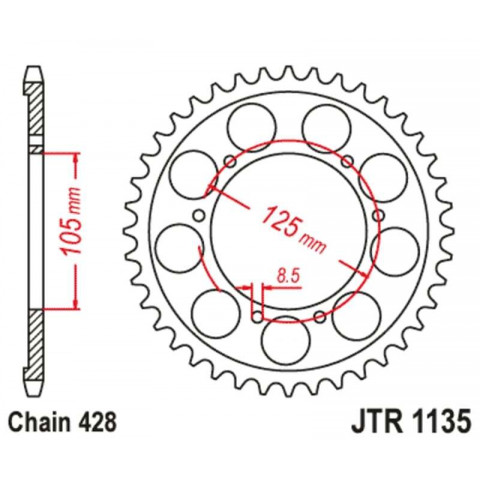Kit chaîne JT/JT 420HDS 13/62 standard - couronne standard
