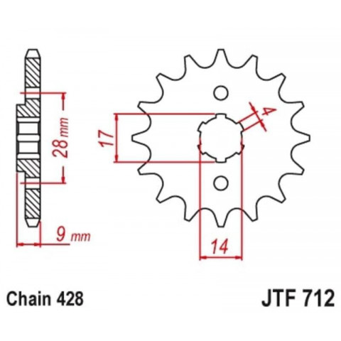 Kit chaîne JT/JT 420HDS 13/62 standard - couronne standard
