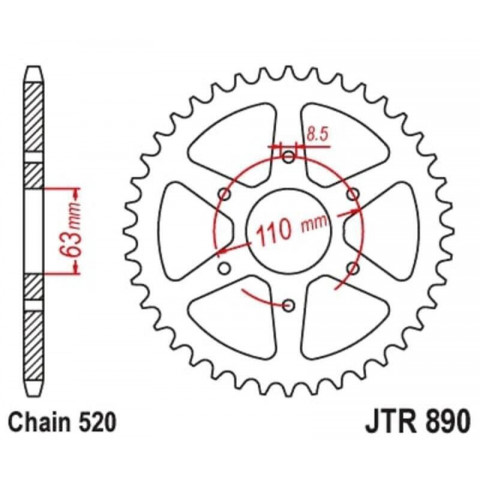 Kit chaîne JT/JT 520HDS 15/45 standard - couronne standard
