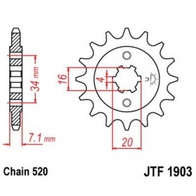 Kit chaîne JT/JT 520HDS 15/45 standard - couronne standard