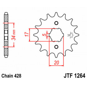 Kit chaîne JT/JT 428HDR 15/45 standard - couronne standard