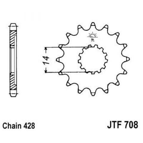 Pignon JT SPROCKETS acier standard 708 - 428