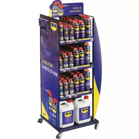 Présentoir métal sur roues WD-40 capacité 108 unités Présentoir métal sur roues WD-40 capacité 108 unités
