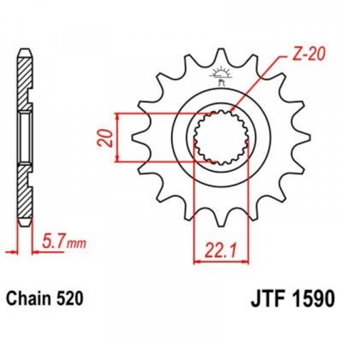 Pignon JT SPROCKETS acier standard 1590 - 520