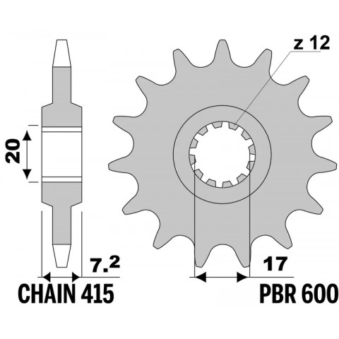 Pignon PBR acier standard 600 - 415