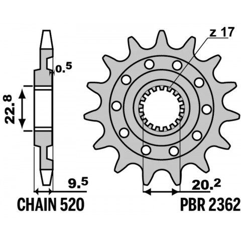 Pignon PBR acier standard 2362 - 520