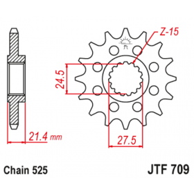 Pignon JT SPROCKETS acier anti-bruit - 525