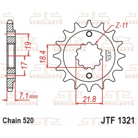 Pignon JT SPROCKETS acier anti-bruit 1321 - 520