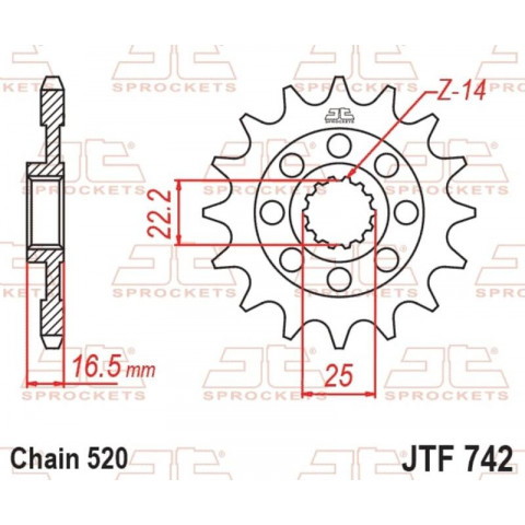 Pignon JT SPROCKETS acier anti-bruit 742 - 520