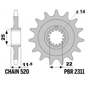 Pignon PBR acier standard 2311 - 520