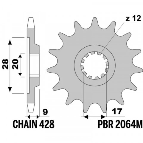 Pignon PBR acier standard - 428