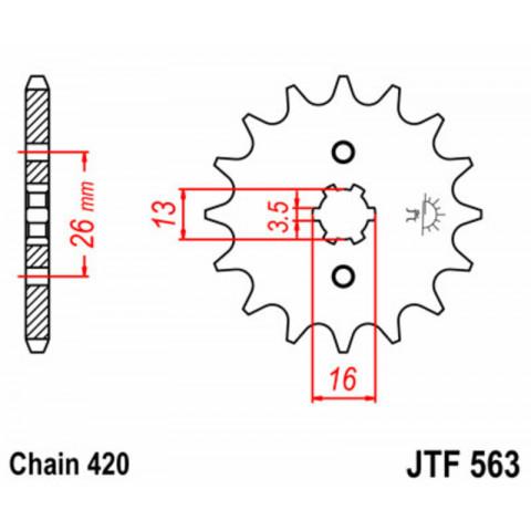 Kit chaîne JT 420HDR 12/46-120 - couronne standard