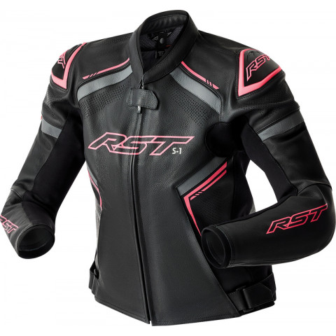 Veste femme RST S1 D3O cuir - noir/rose