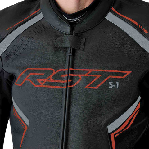Veste RST S1 D3O cuir - noir/rouge