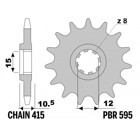 Pignon PBR acier standard - 415