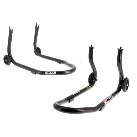 Kit béquilles fixes VECTOR avant sous fourches + arrière support en "V"