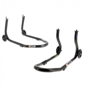 Kit béquilles fixes VECTOR avant sous fourches + arrière support en "V"