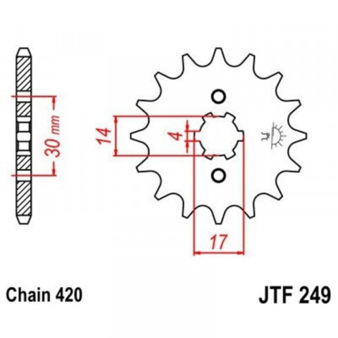 Kit chaîne JT 420 HDR - 15/43-120 - Couronne acier standard