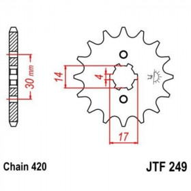 Kit chaîne JT 420 HDR - 15/43-120 - Couronne acier standard