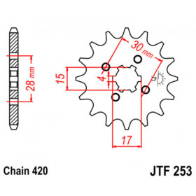 Kit chaîne JT 420 HDR - 13/42-106 - Couronne acier standard