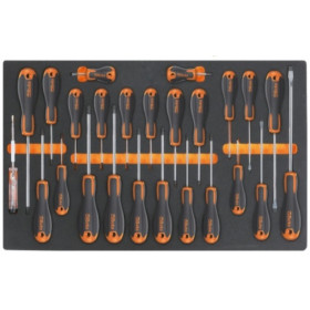 Plateau thermoformé souple BETA TOOLS avec tournevis Beta Easy pour vis à fente, Phillips® et Torx®
