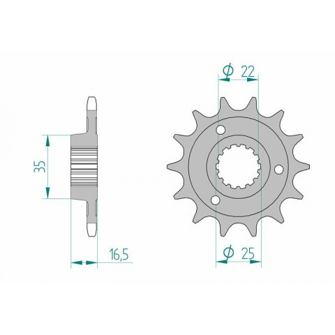 Kit chaîne AFAM 525 XHR3 - 15/38-102 - Couronne alu standard