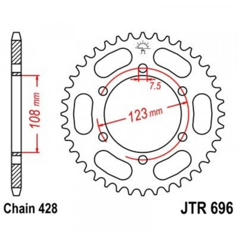 Kit chaîne JT 428HDR 13/49-132 standard - couronne standard