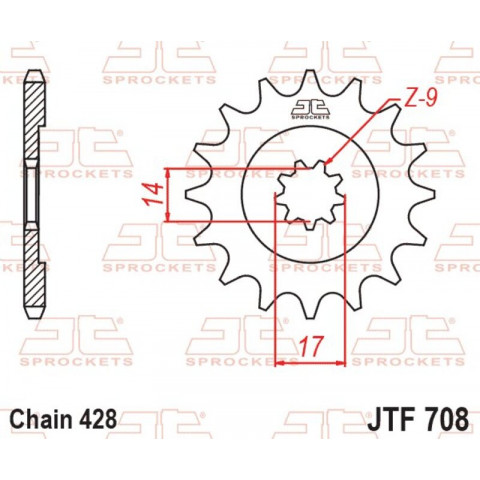 Kit chaîne JT 428HDR 13/49-132 standard - couronne standard