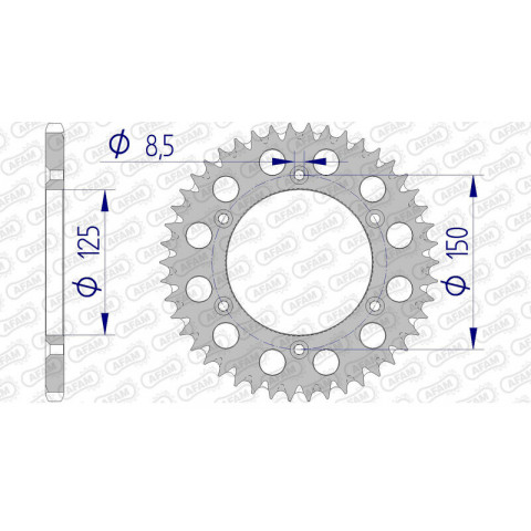 Kit chaîne AFAM 520 XSR4 - 14/46-116 - Couronne alu standard
