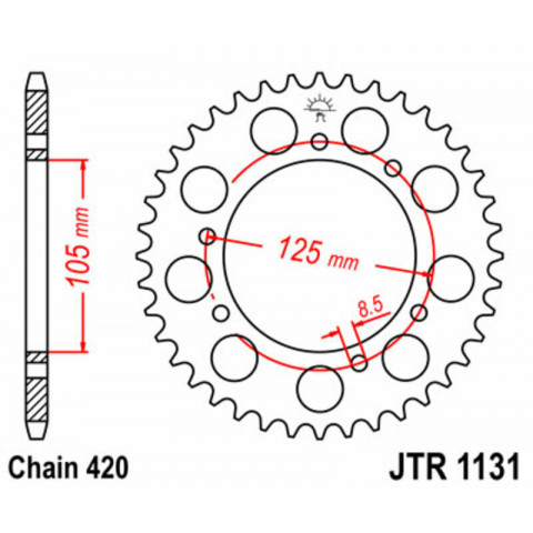 Kit chaîne JT 420 HDR - 11/62-138 - Couronne acier standard