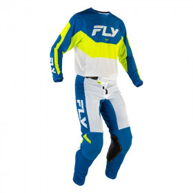 Pantalon FLY RACING Kinetic Mesh - bleu/blanc/jaune fluo