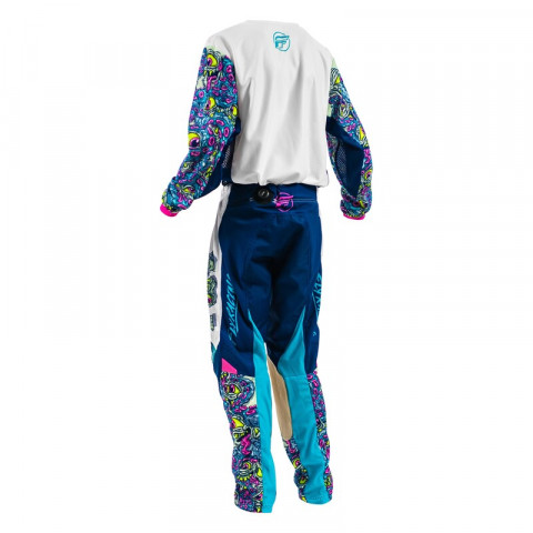 Pantalon enfant FLY RACING Kinetic Mesh Mutant - blanc/bleu/multi