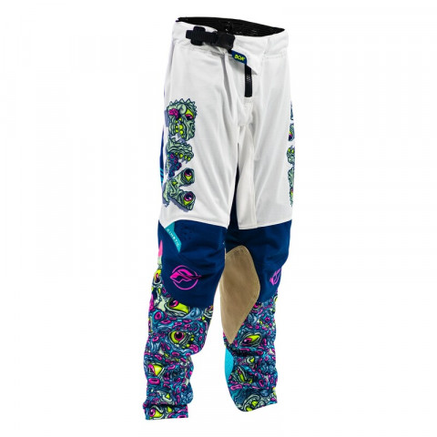 Pantalon enfant FLY RACING Kinetic Mesh Mutant - blanc/bleu/multi