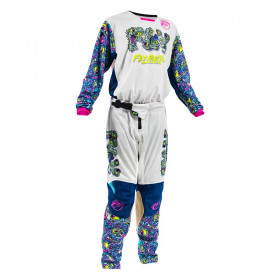 Pantalon enfant FLY RACING Kinetic Mesh Mutant - blanc/bleu/multi