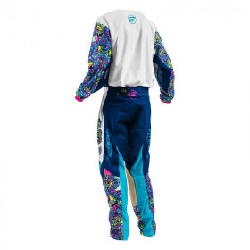 Pantalon enfant FLY RACING Kinetic Mesh Mutant - blanc/bleu/multi