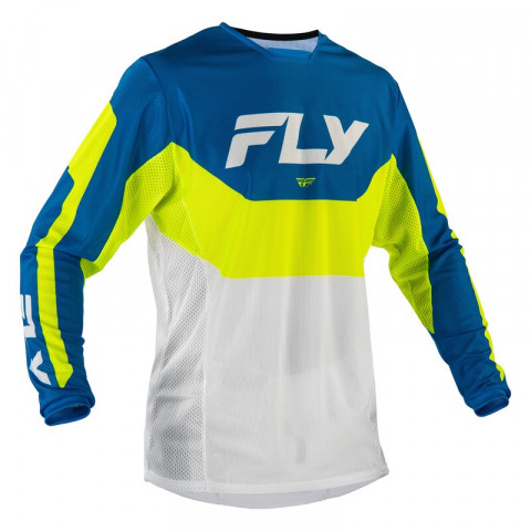 Maillot FLY RACING Kinetic Mesh - bleu/blanc/jaune fluo