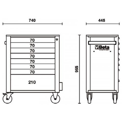 Servante mobile d’atelier à 8 tiroirs BETA Worker - C24S/8 PLUS-A