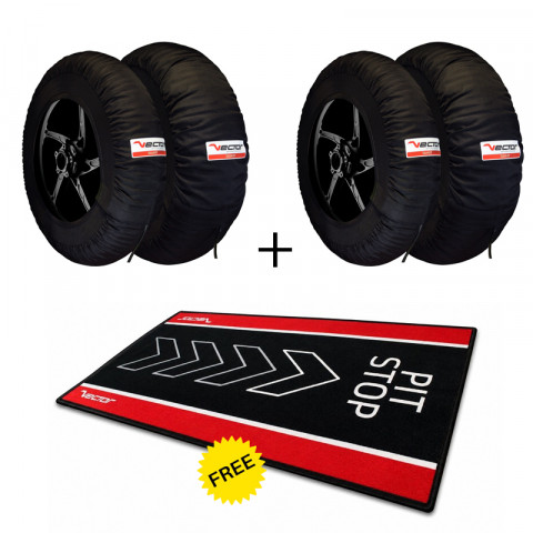Kit VECTOR – 2 jeux de couvertures chauffantes Smart 120/200 (noires) avec tapis de paddock Pit Stop offert
