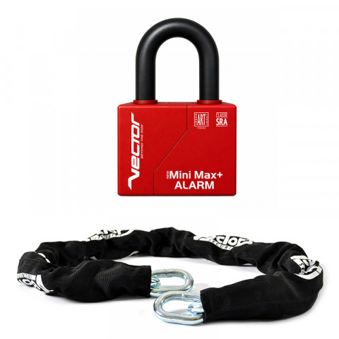 Kit VECTOR – Chaîne 1300 × 13 mm et cadenas avec alarme New Minimax+ Alarm