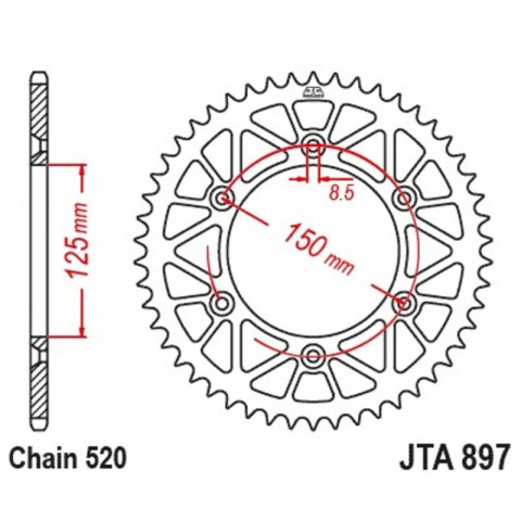 Couronne JT SPROCKETS alu standard - 520